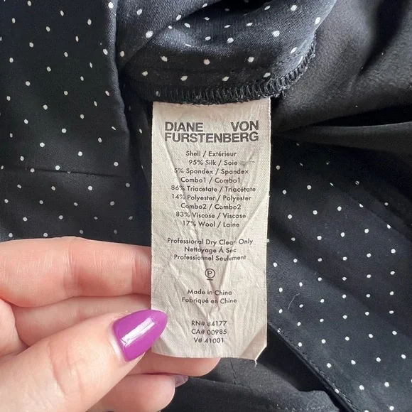 Diane Von Furstenberg - Wide Leg Silk-Blend Trousers - Navier Dot - Picture 9 of 13